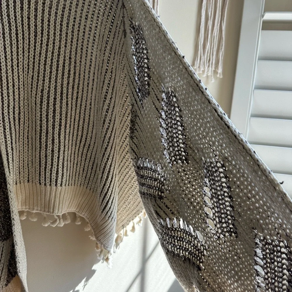 Anthropologie Black and Cream Knit Poncho - Picture 5 of 13